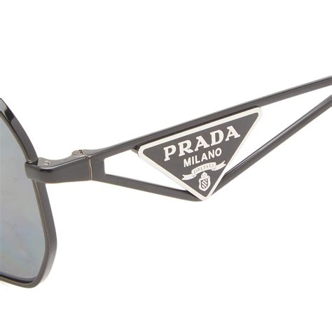 Prada Men's PR A51S Steel Rectangle Sunglasses 